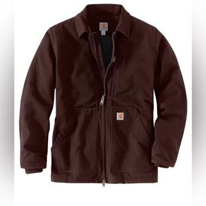 Carhartt Men's Washed Duck Sherpa-Lined Ridge Coat Dark Brown 2XL